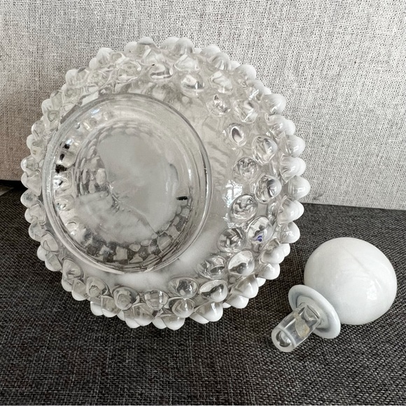 Vintage Fenton Opalescent Moonstone Hobnail Milk Glass Perfume Bottle & Stopper - Picture 3 of 3